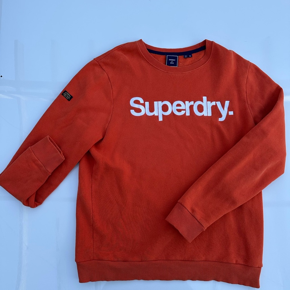 Superdry Orange Crewneck Sweatshirt with White Logo